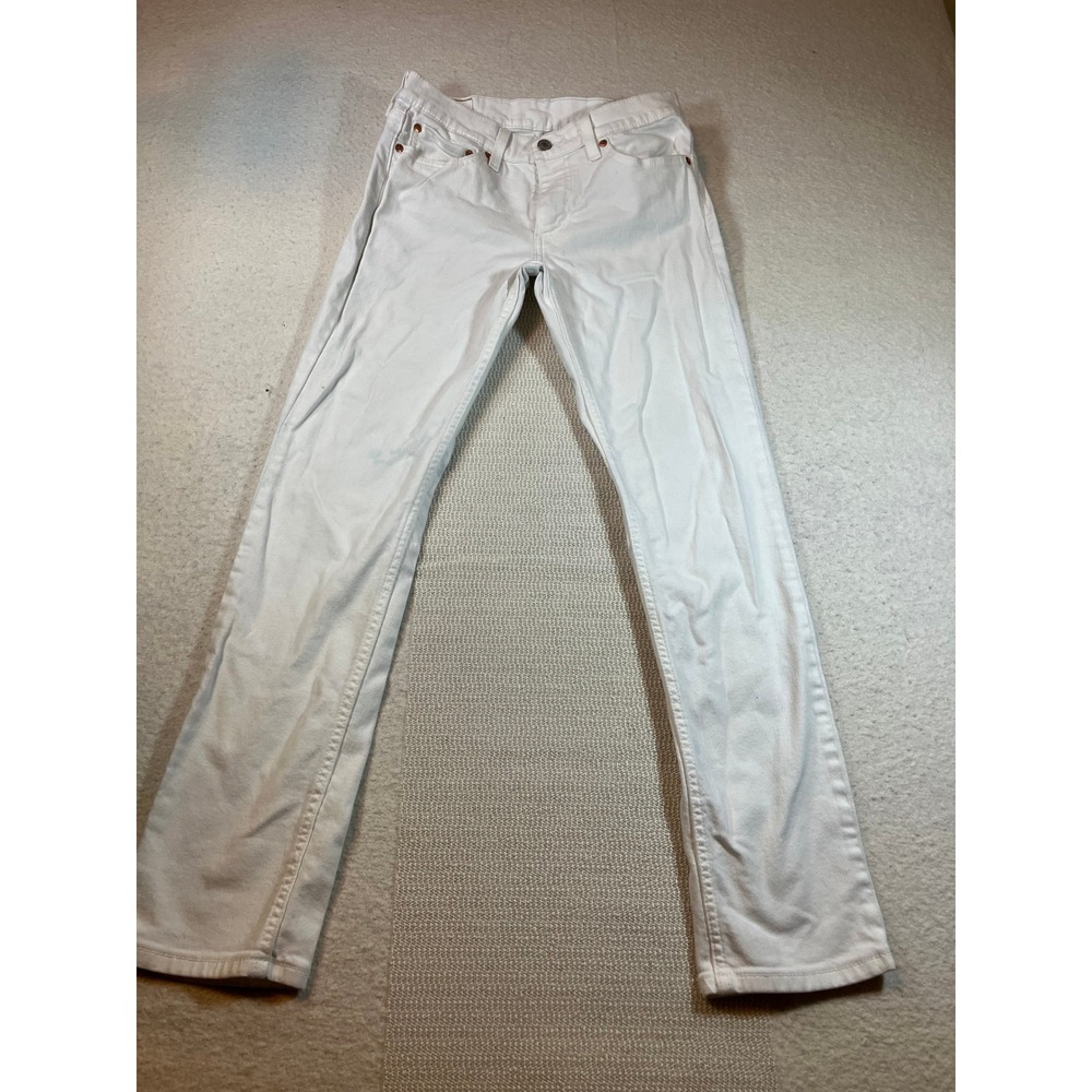 Levi 511 Slim Fit White Denim Jeans Womens Size 28W 30L Red Tab Mid Rise Pants